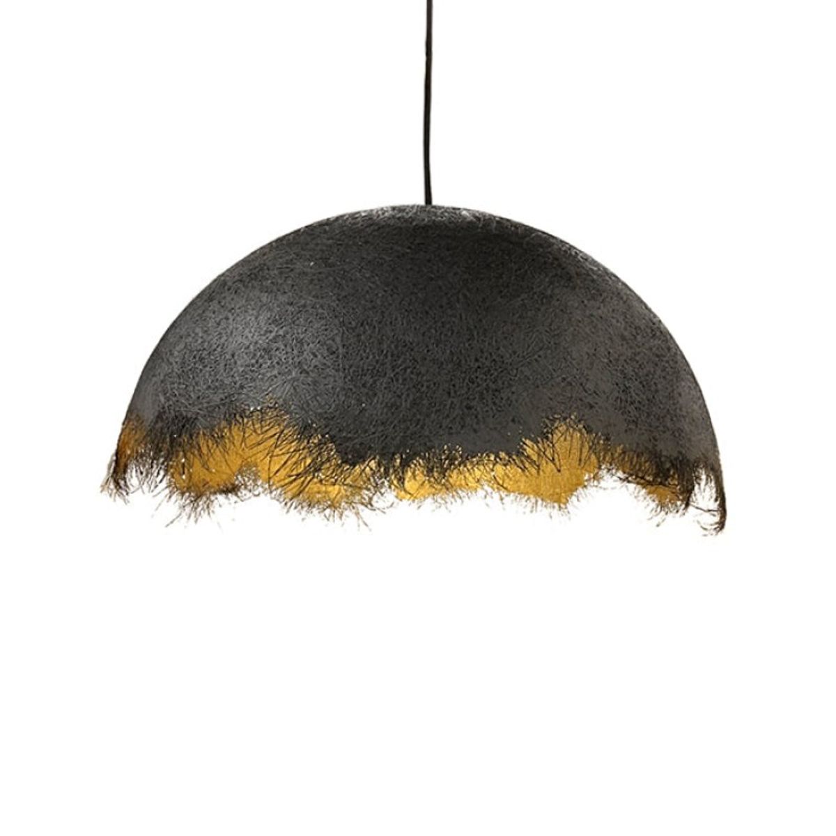 TEMPORA - Lámpara colgante campana tela negra oro