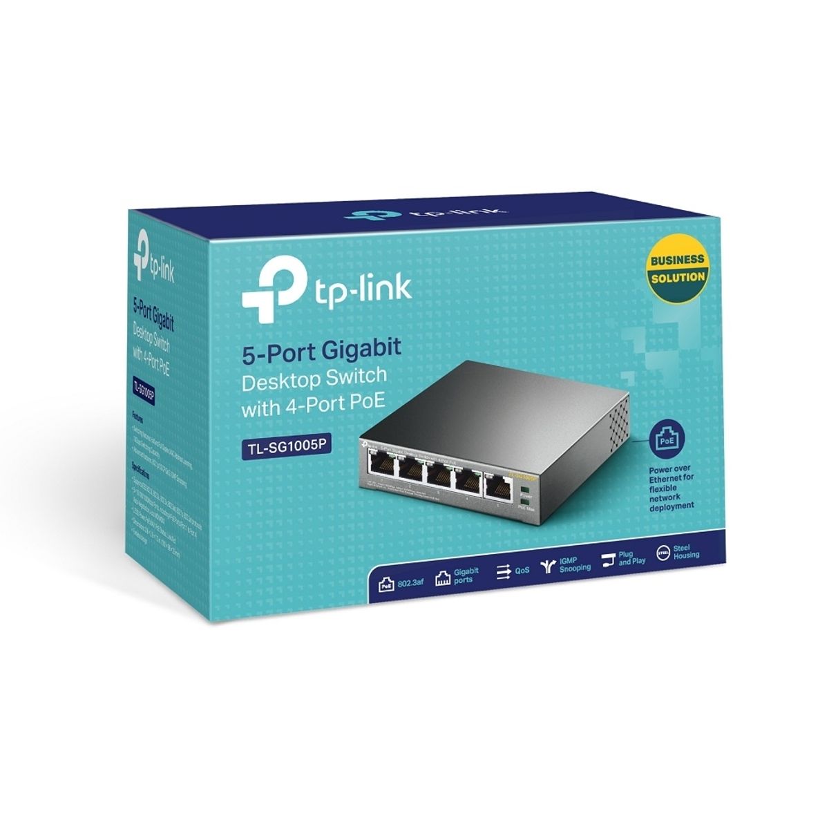 TP LINK - Switch TP-Link TL-SG1005P 5 puertos Gigabit 10Gbps PoE 56W - Negro