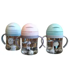 GENERICO - Vaso Antiderrame Con Bombilla Y Asas Para Bebé 250ml Niños