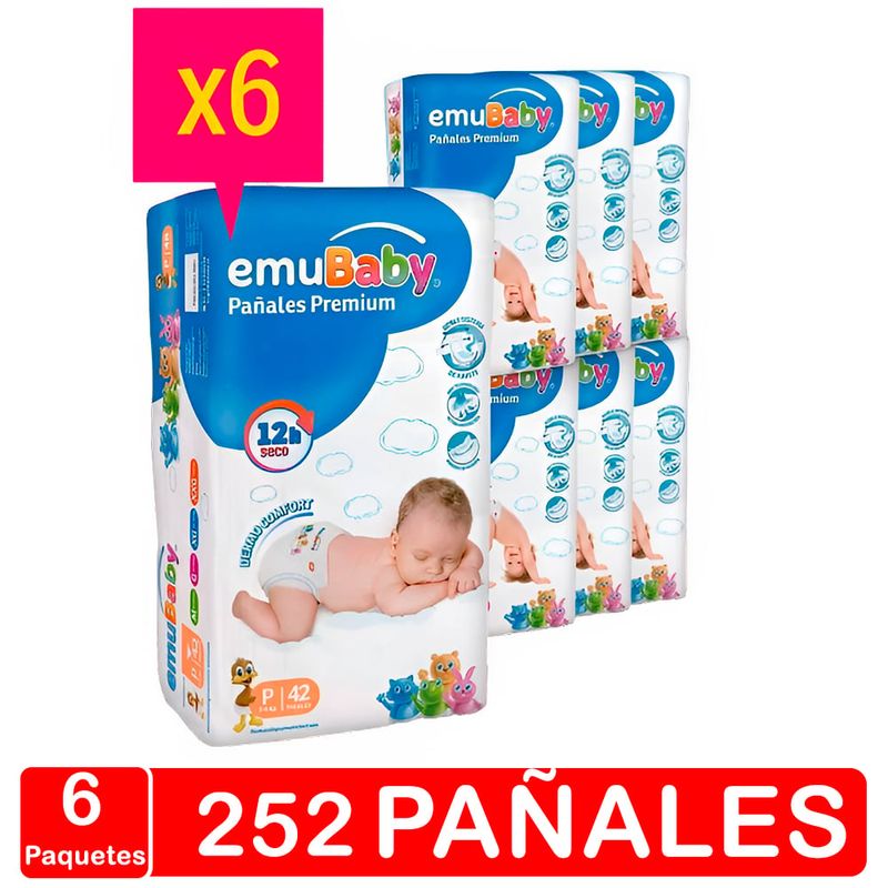 EMUBABY - Pañales Emubaby - Premium - Talla P pequeño 252 Pañales