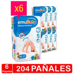 EMUBABY - Pañales - Premium - Talla Extra Grande 204 Pañales