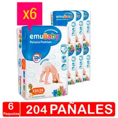 EMUBABY - Pañales - Premium - Talla XXG 204 Pañales