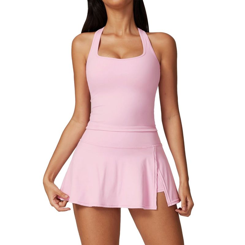 RURUTOTO - Traje Falda Y Top Para Mujer Tenis Deportivo Fitness Negro