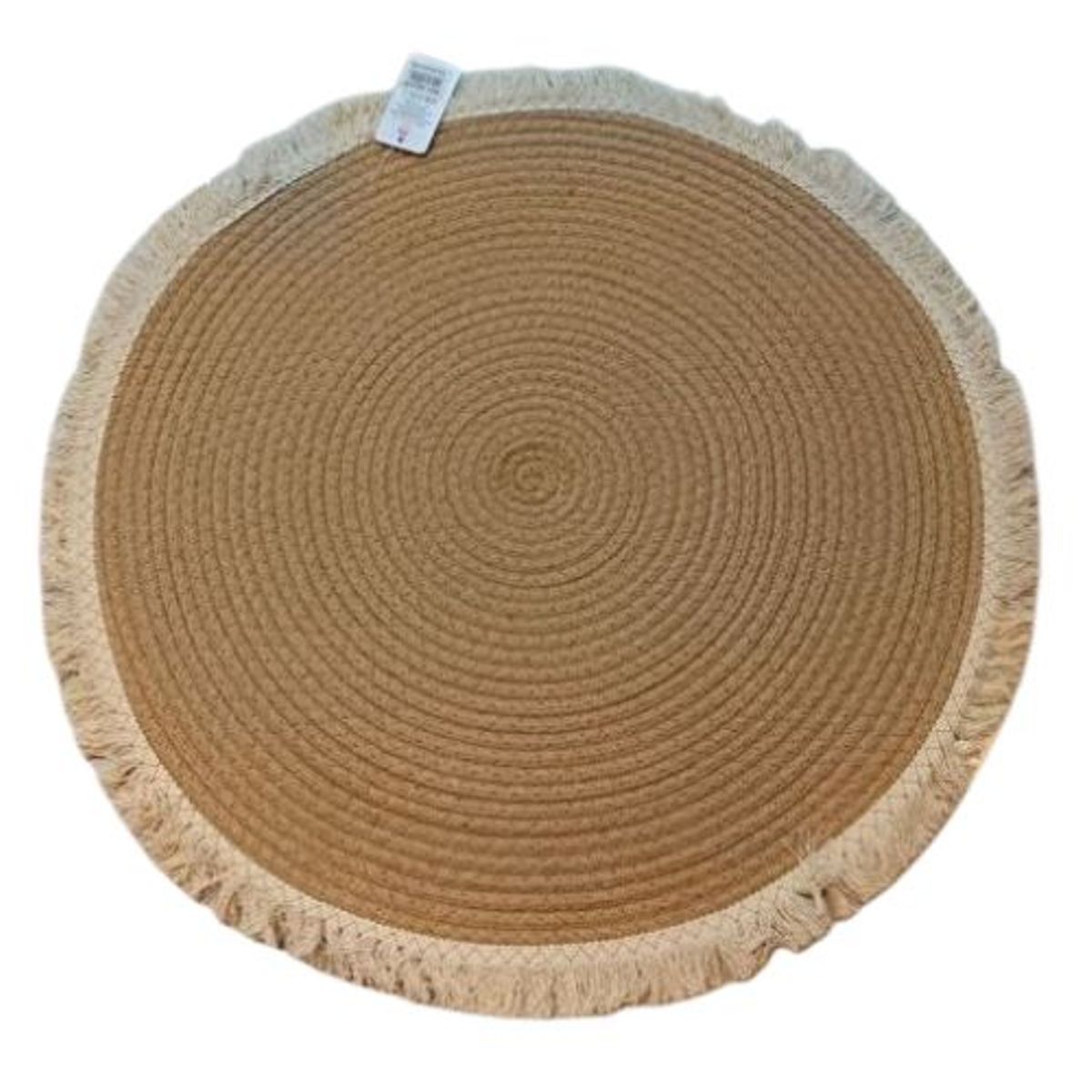 GENERICO - ALFOMBRA REDONDA YUTE 120CM BLANCO Y BEIGE FLEQUILLO