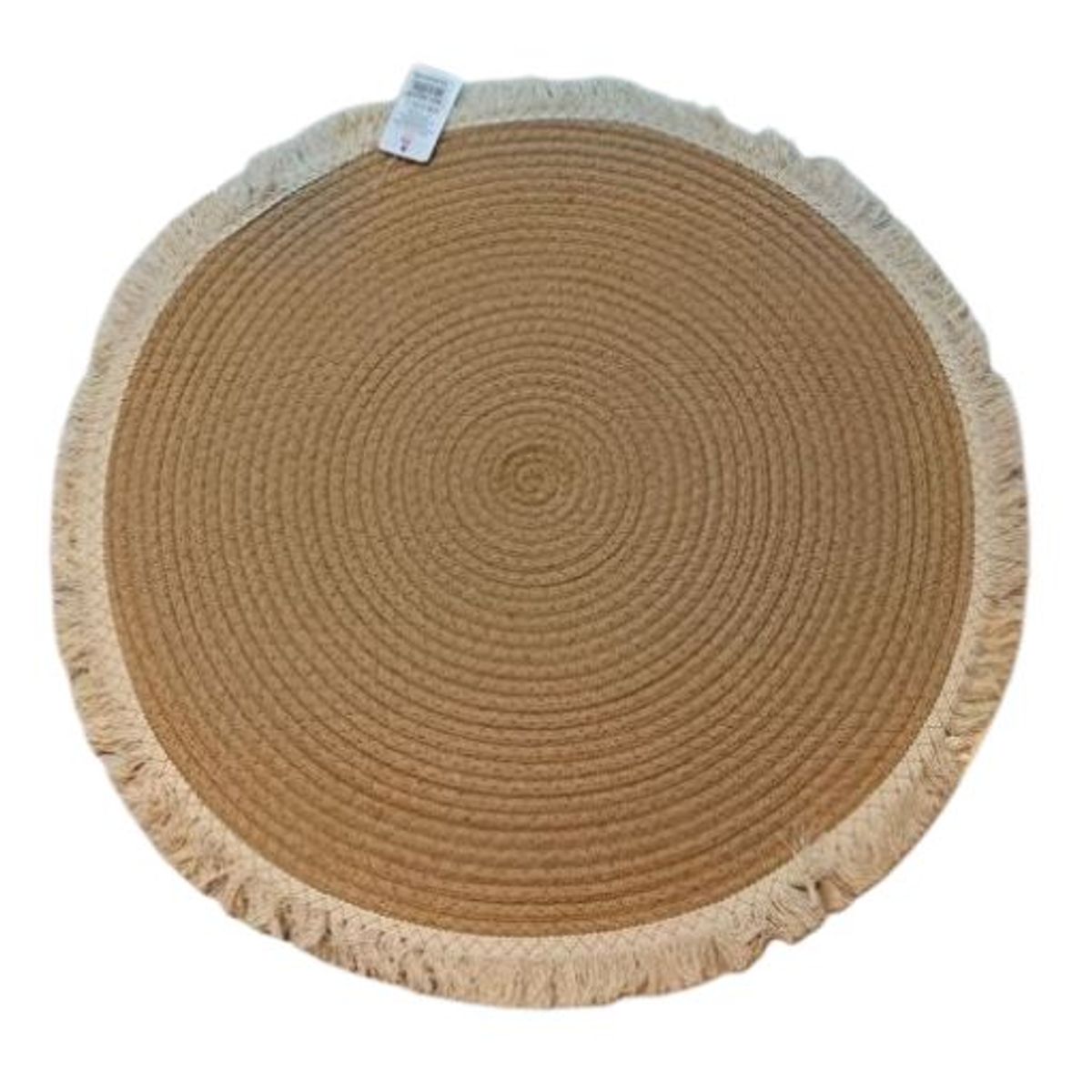 GENERICO - ALFOMBRA REDONDA YUTE 120CM BLANCO Y BEIGE FLEQUILLO