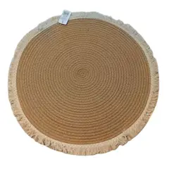 GENERICO - ALFOMBRA REDONDA YUTE 120CM BLANCO Y BEIGE FLEQUILLO