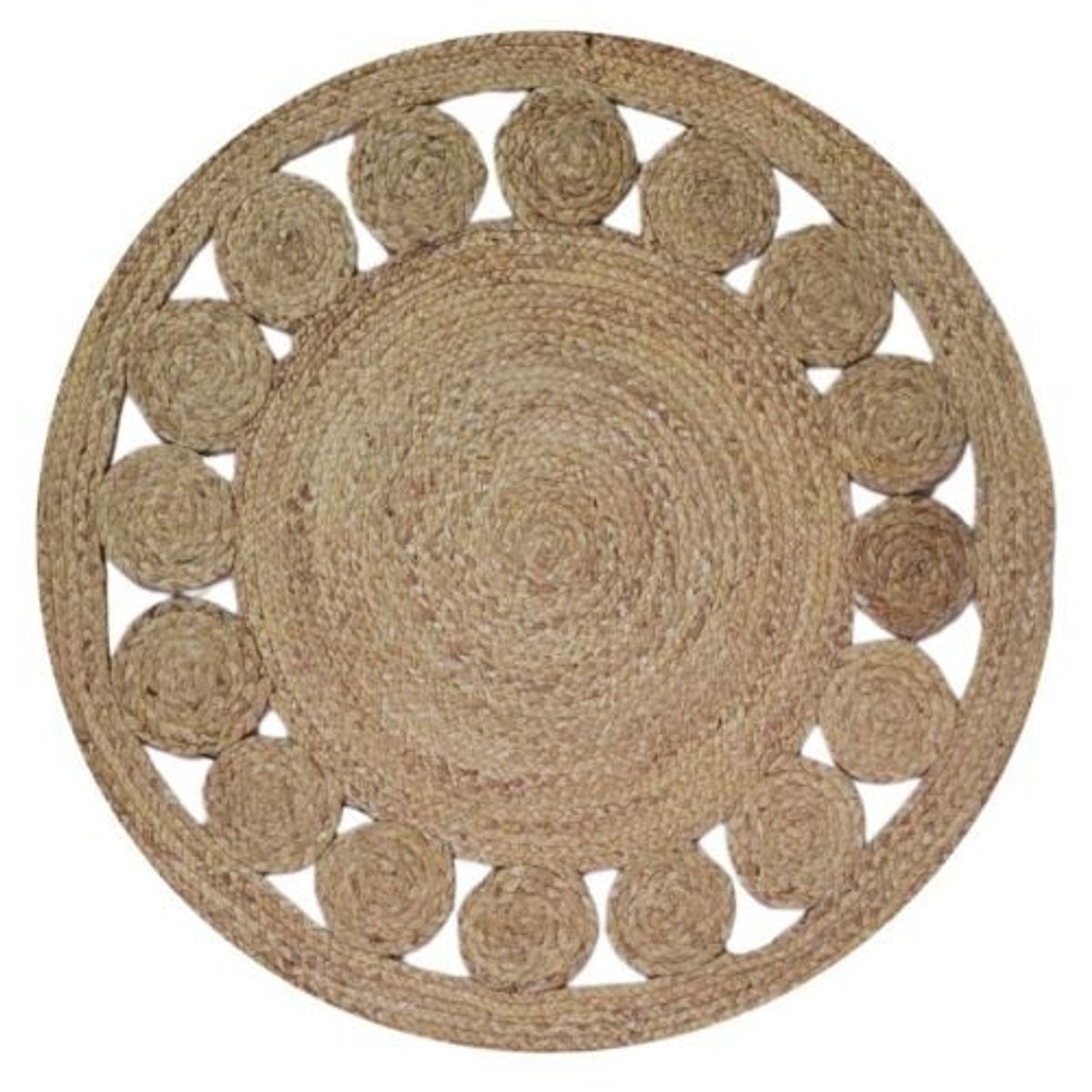 GENERICO - ALFOMBRA REDONDA YUTE 150CM  BEIGE