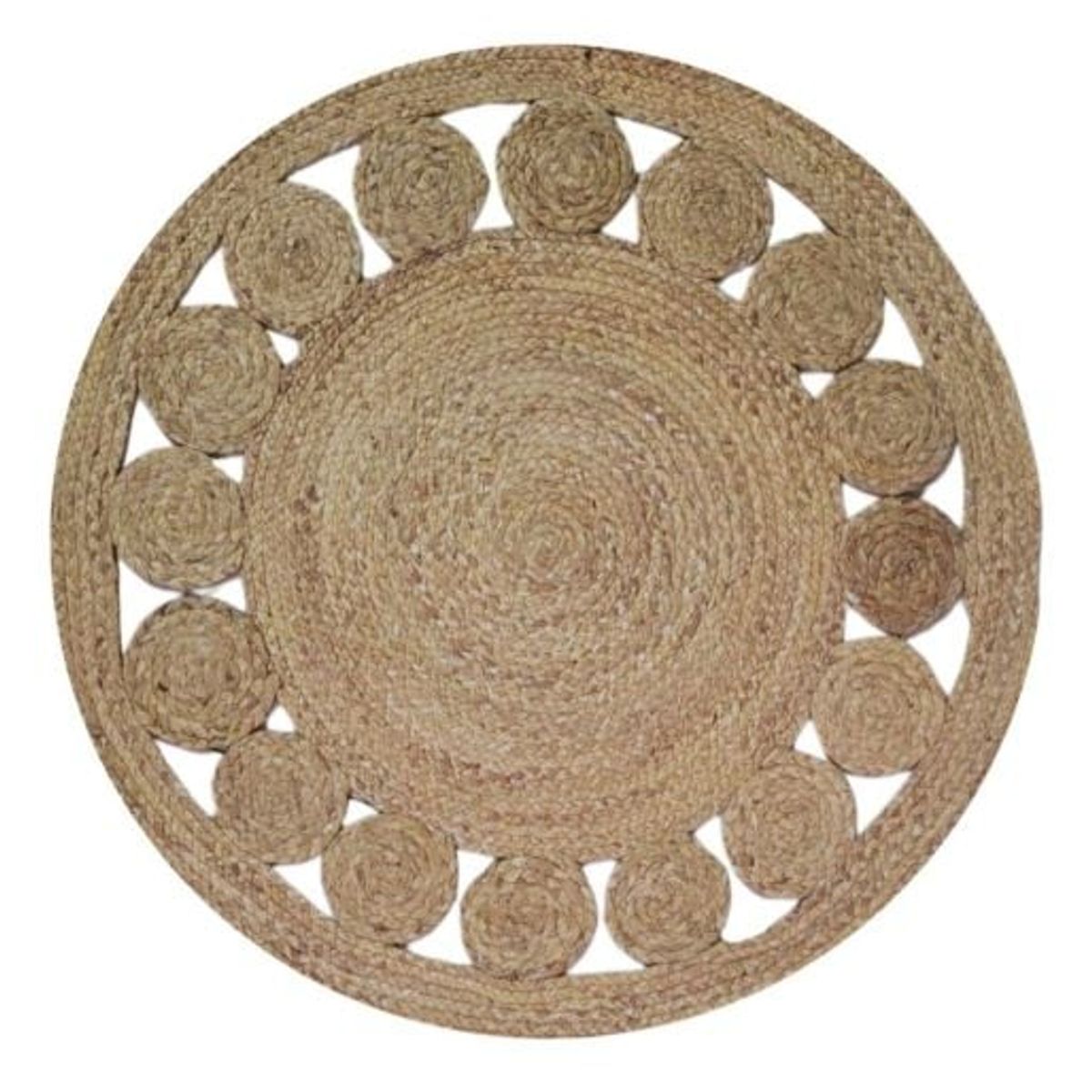 GENERICO - ALFOMBRA REDONDA YUTE 150CM  BEIGE