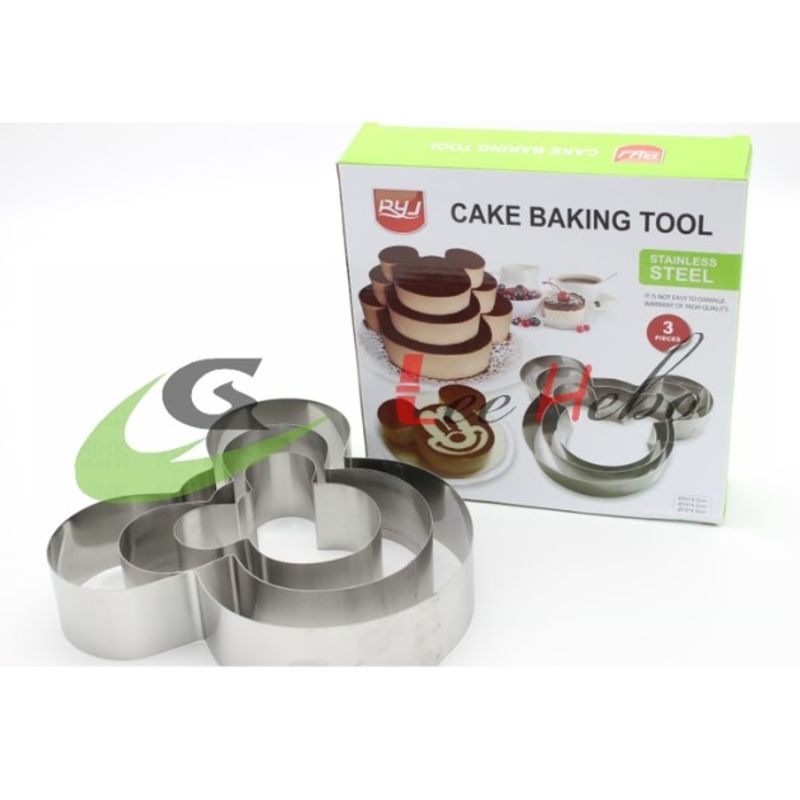 GENERICO - Molde Para Torta Forma Mkmouse 3 Piezas Metal 4.5Cm