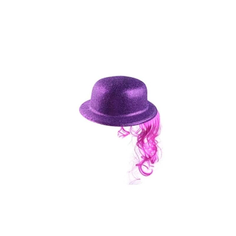 GENERICO - Sombrero Con Purpurina Con Cabellos Color Aleatorio 23x26cm
