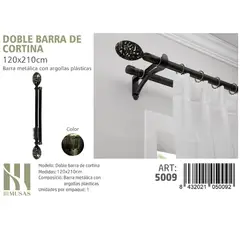 ANGELES DEL HOGAR - BARRA DOBLE DE CORTINA COLOR ORO VIEJO MEDIDAS 120-210 CM MOD 5009