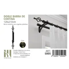 ANGELES DEL HOGAR - BARRA DOBLE DE CORTINA COLOR ORO VIEJO MEDIDAS 120-210 CM MOD 5005