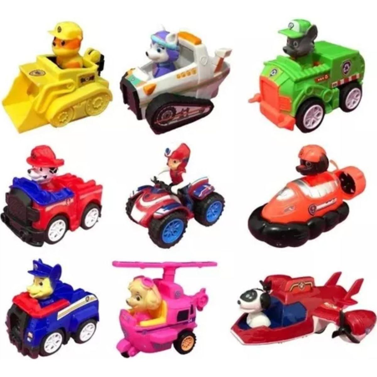 UNIVERSAL - Pack 9 Autos Paw Patrol A Fricción Cachorros Desmontabe