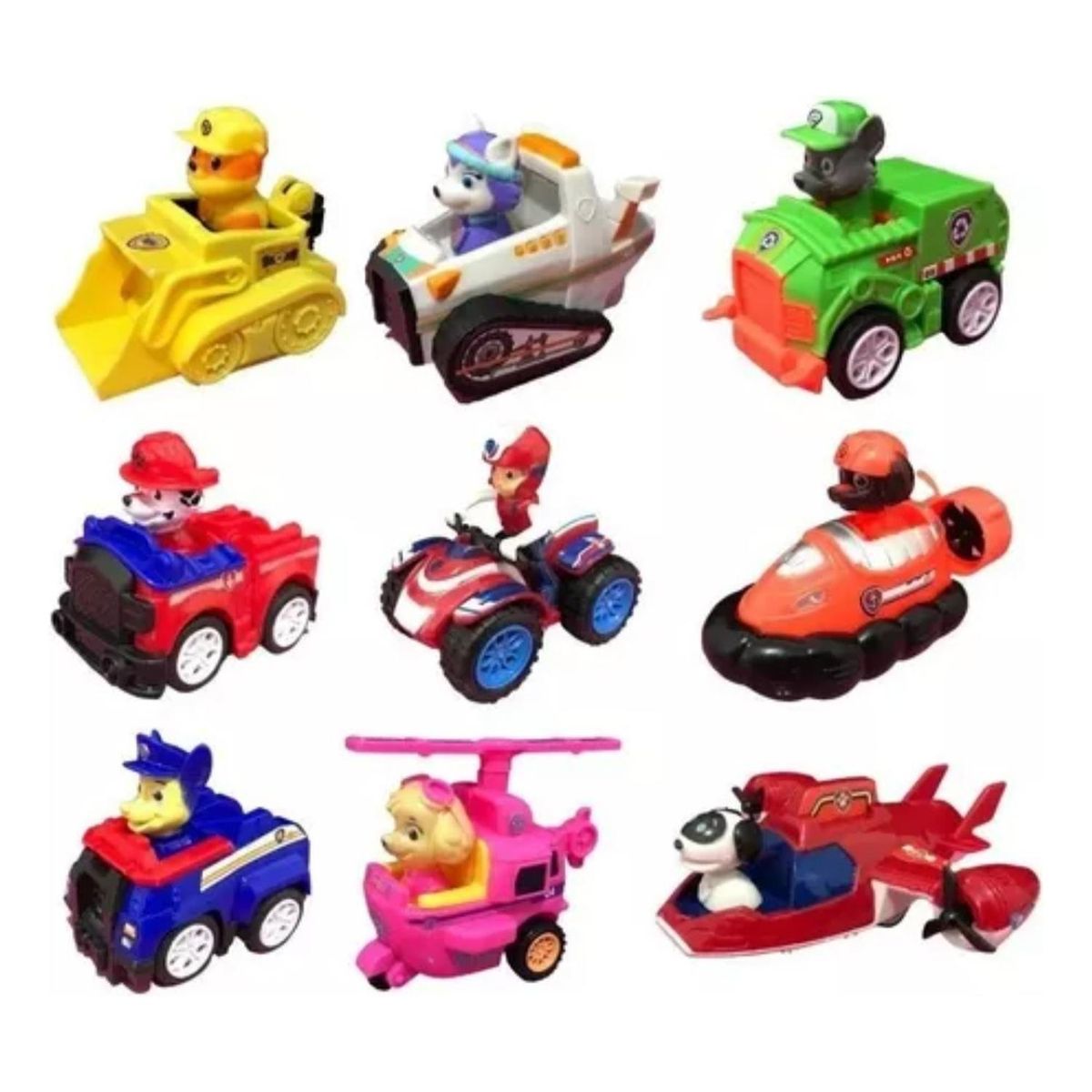 UNIVERSAL - Pack 9 Autos Paw Patrol A Fricción Cachorros Desmontabe