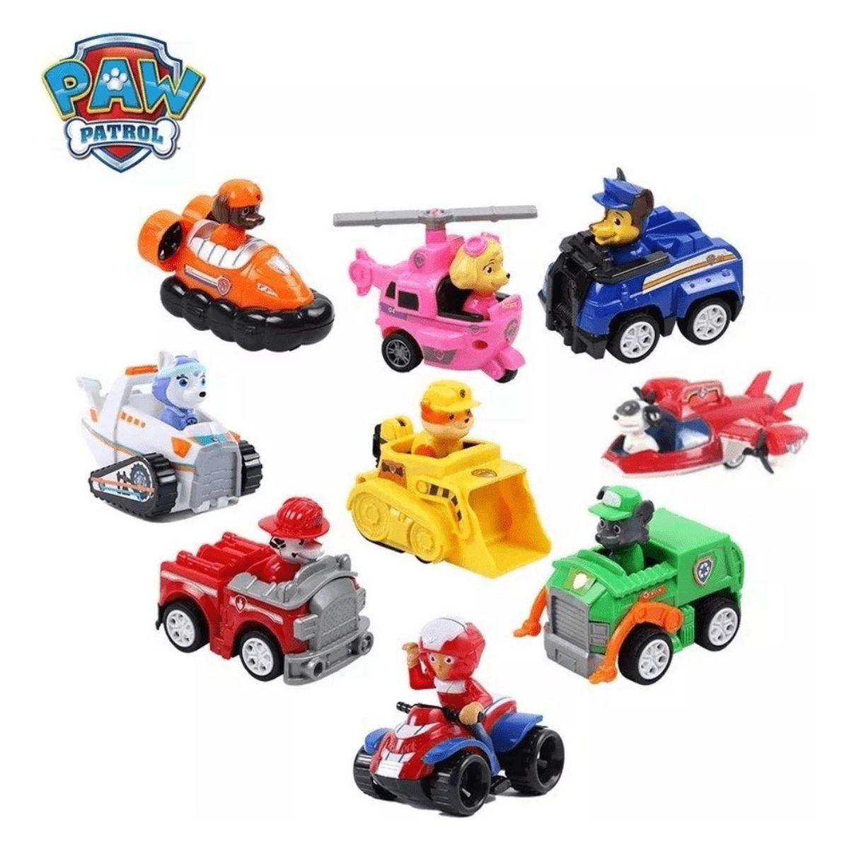 UNIVERSAL - Pack 9 Autos Paw Patrol A Fricción Cachorros Desmontabe
