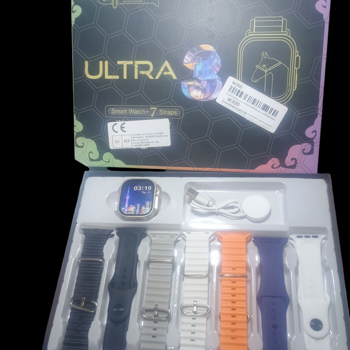 UNIVERSAL - Reloj smartwatch inteligente 3 Ultra Negro - 7 Correas