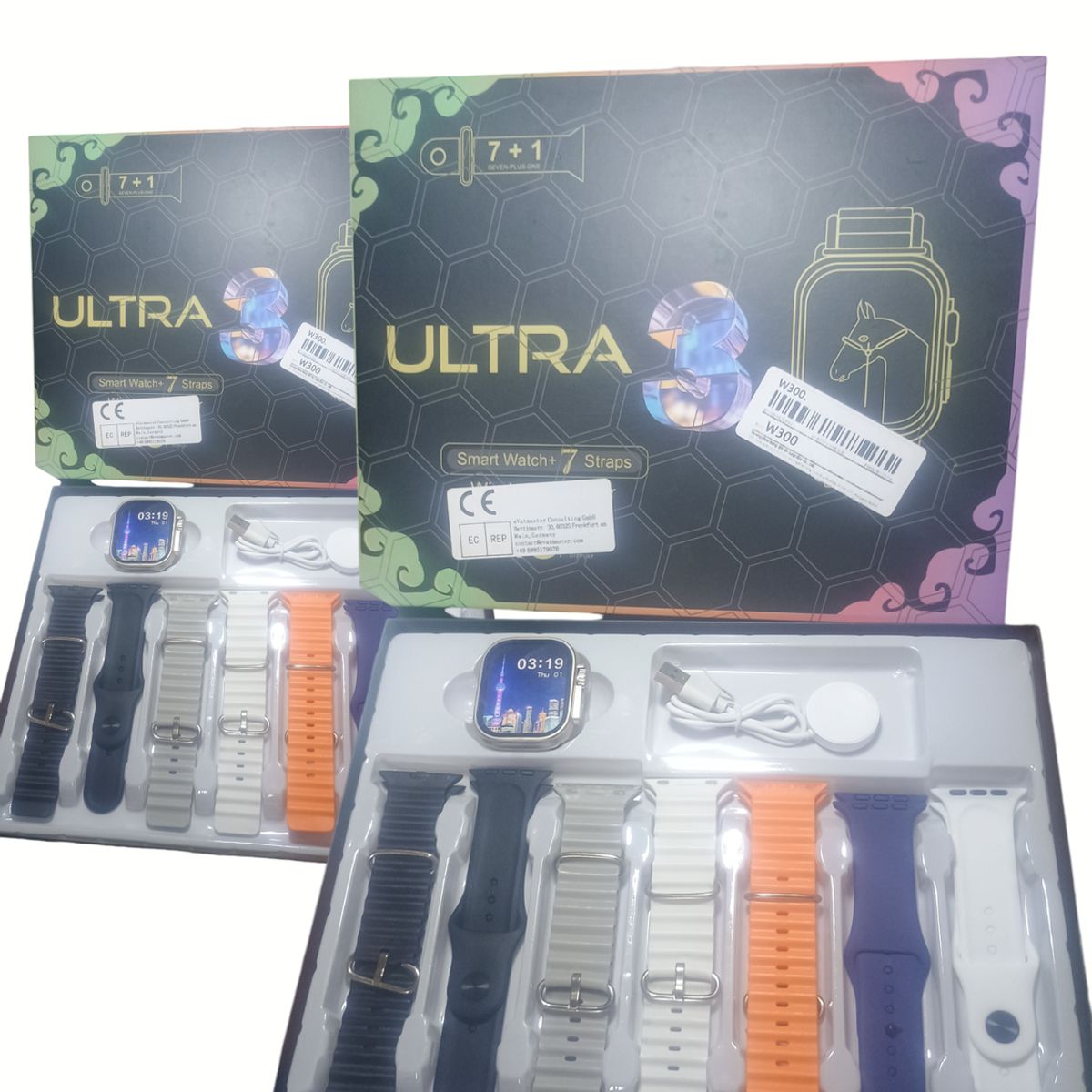 UNIVERSAL - Reloj smartwatch inteligente 3 Ultra Negro - 7 Correas