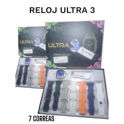 Imagen 2 del producto Reloj smartwatch inteligente 3 Ultra Negro - 7 Correas