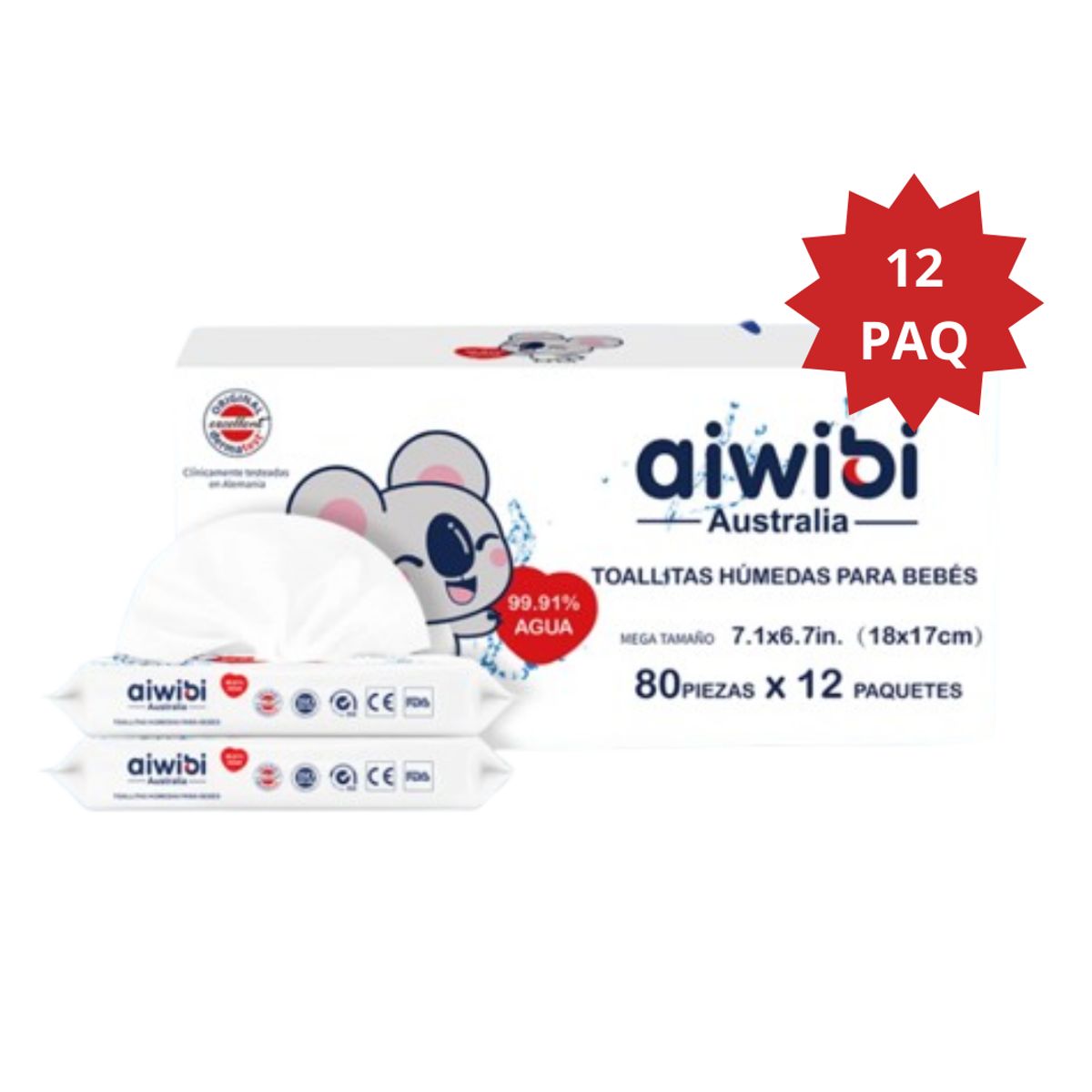GENERICO - Toallitas Humedas Aiwibi 9991% Agua X12 Paquetes