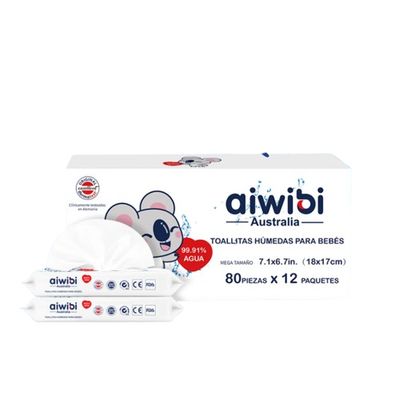 Imagen 2 del producto Toallitas Humedas Aiwibi 9991% Agua X12 Paquetes