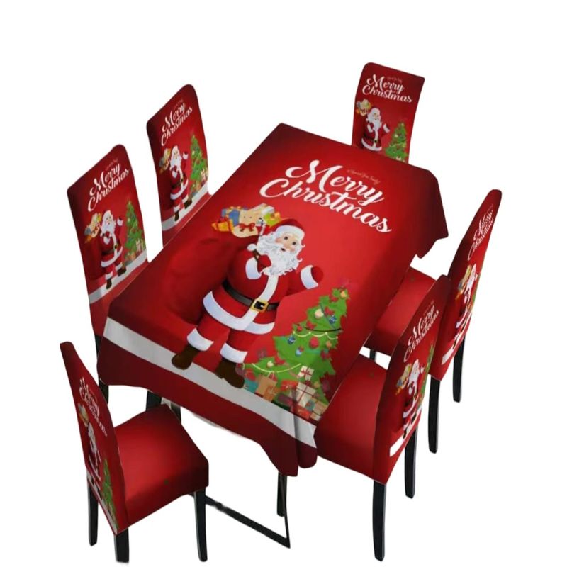 GENERICO - Set Navidad Mantel + 6 Fundas Sillas Decorativas 12O5