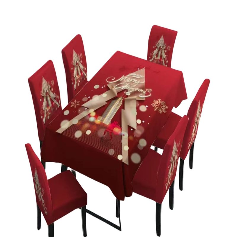 GENERICO - Set Navidad Mantel + 6 Fundas Sillas Decorativas 12O6