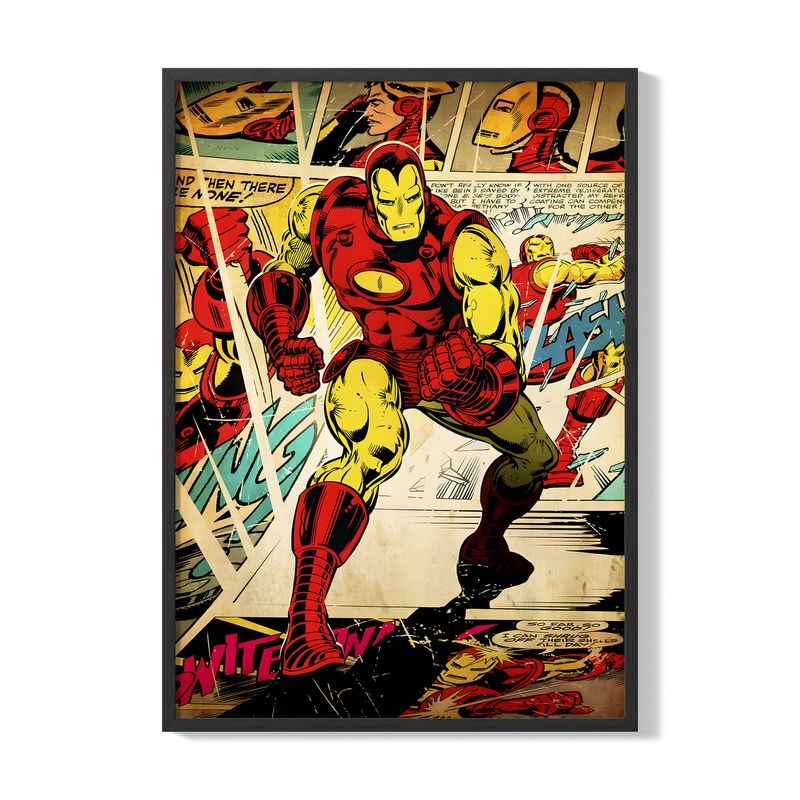 CREANGO - Cuadro Poster Enmarcado Iron Man Marvel 33x43 cm
