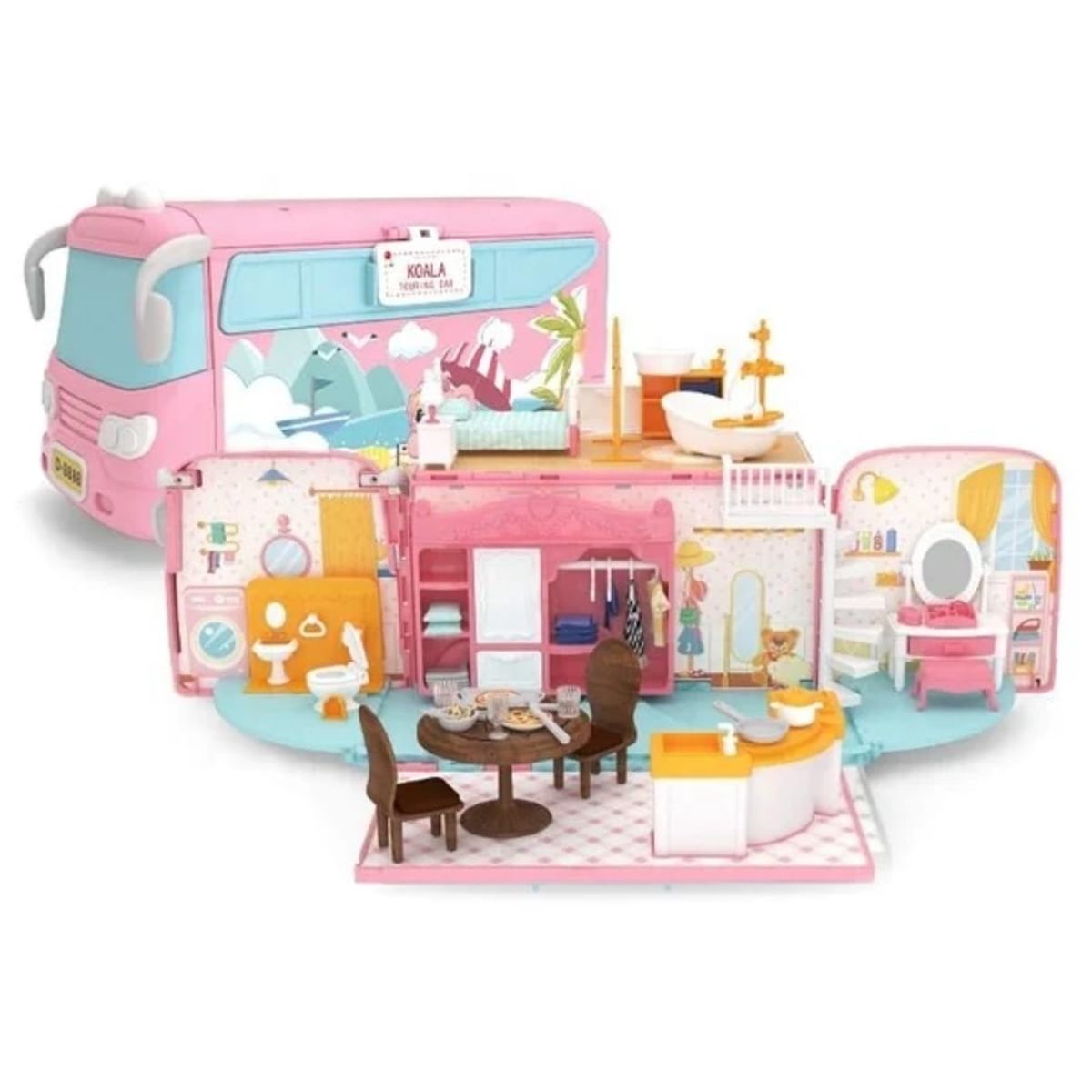 GENERICO - Bus Koala Juguete casa de muñecas con accesorios 72 Piezas