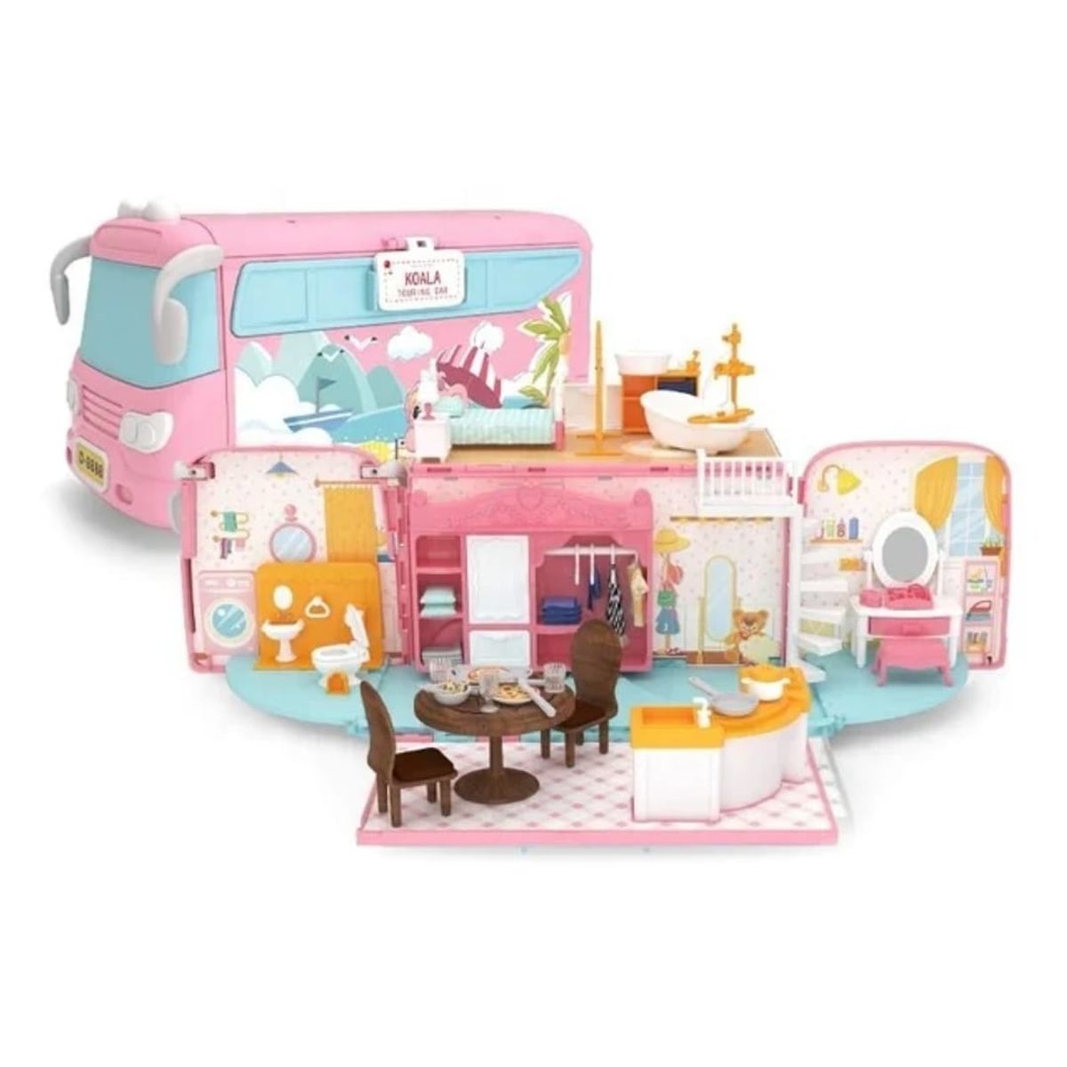 GENERICO - Bus Koala Juguete casa de muñecas con accesorios 72 Piezas
