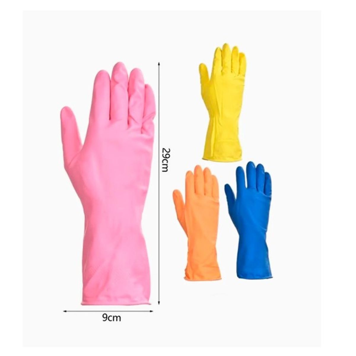 GENERICO - Guantes de Látex  9x29cm Amarillo, Azul, Rosa, Naranja