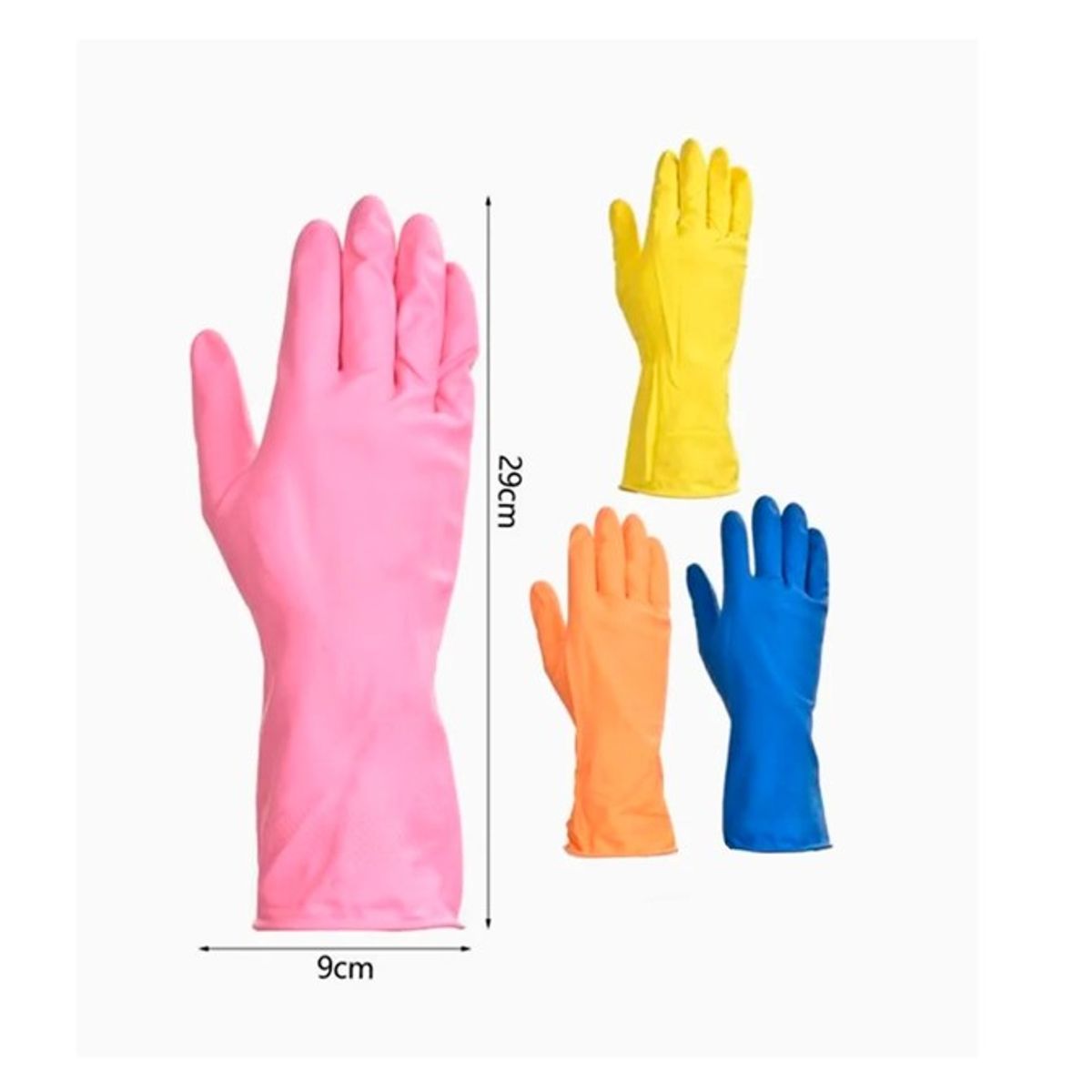 GENERICO - Guantes de Látex  9x29cm Amarillo, Azul, Rosa, Naranja