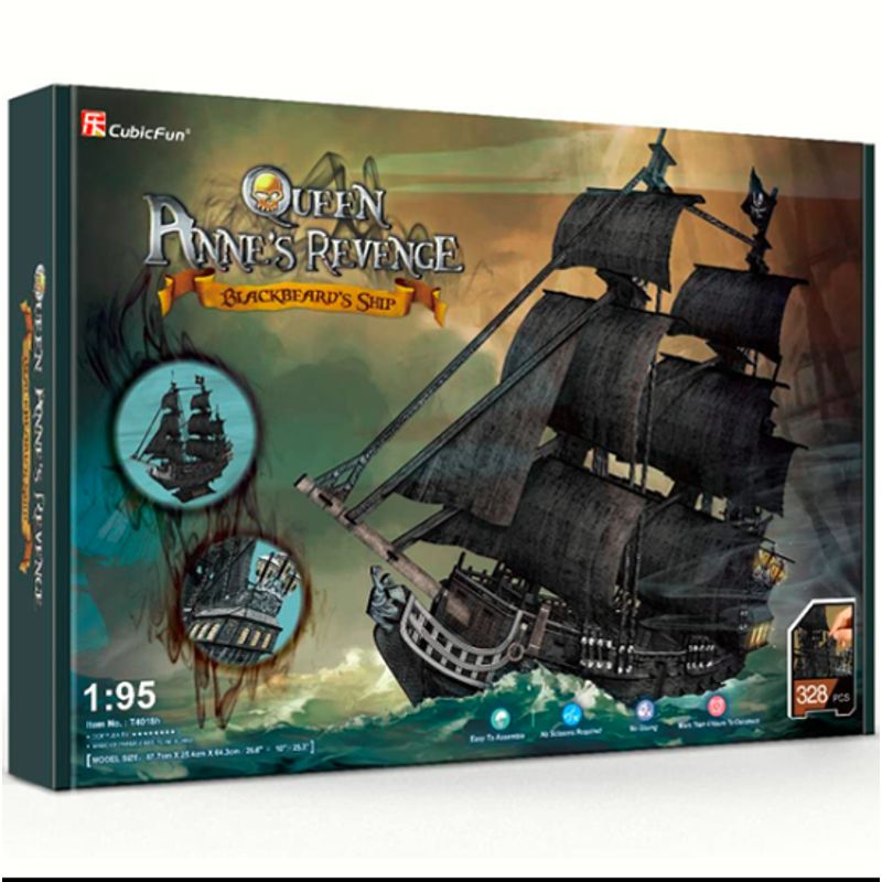 CUBICFUN - Puzzle 3d Barco Queen Anne´s Revenge XL 328 piezas Cubicfun