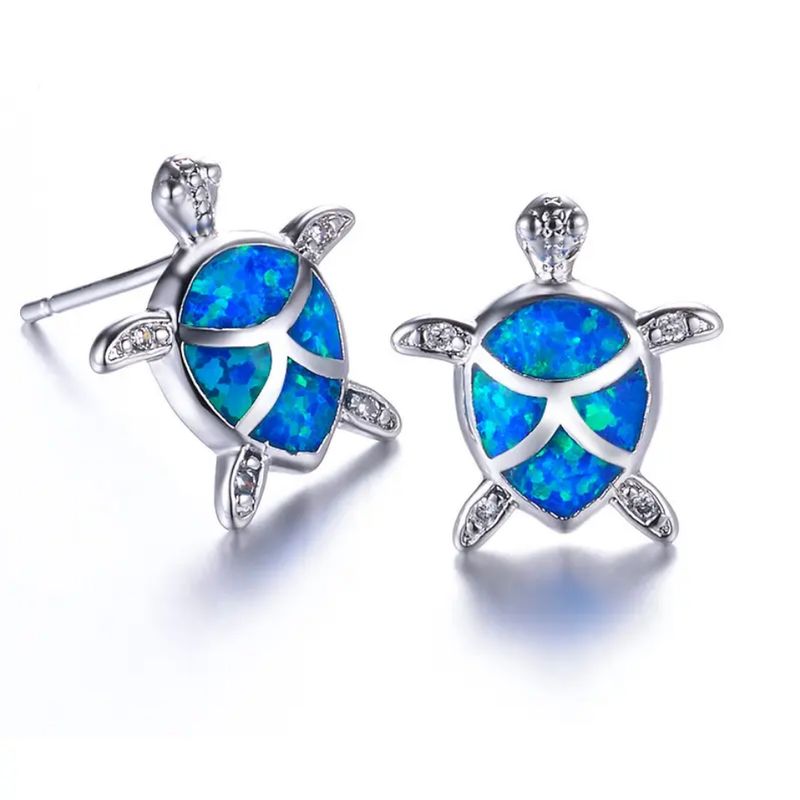 GENERICO - Aros tortuga opalo plata 925 mujer joya