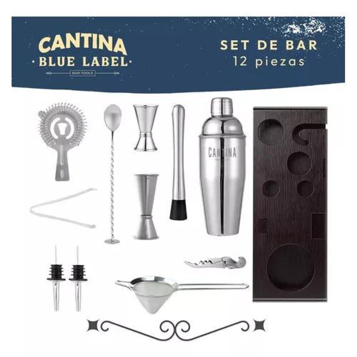 GENERICO - Juego bartender coctelera utensilios 12 piezas negro