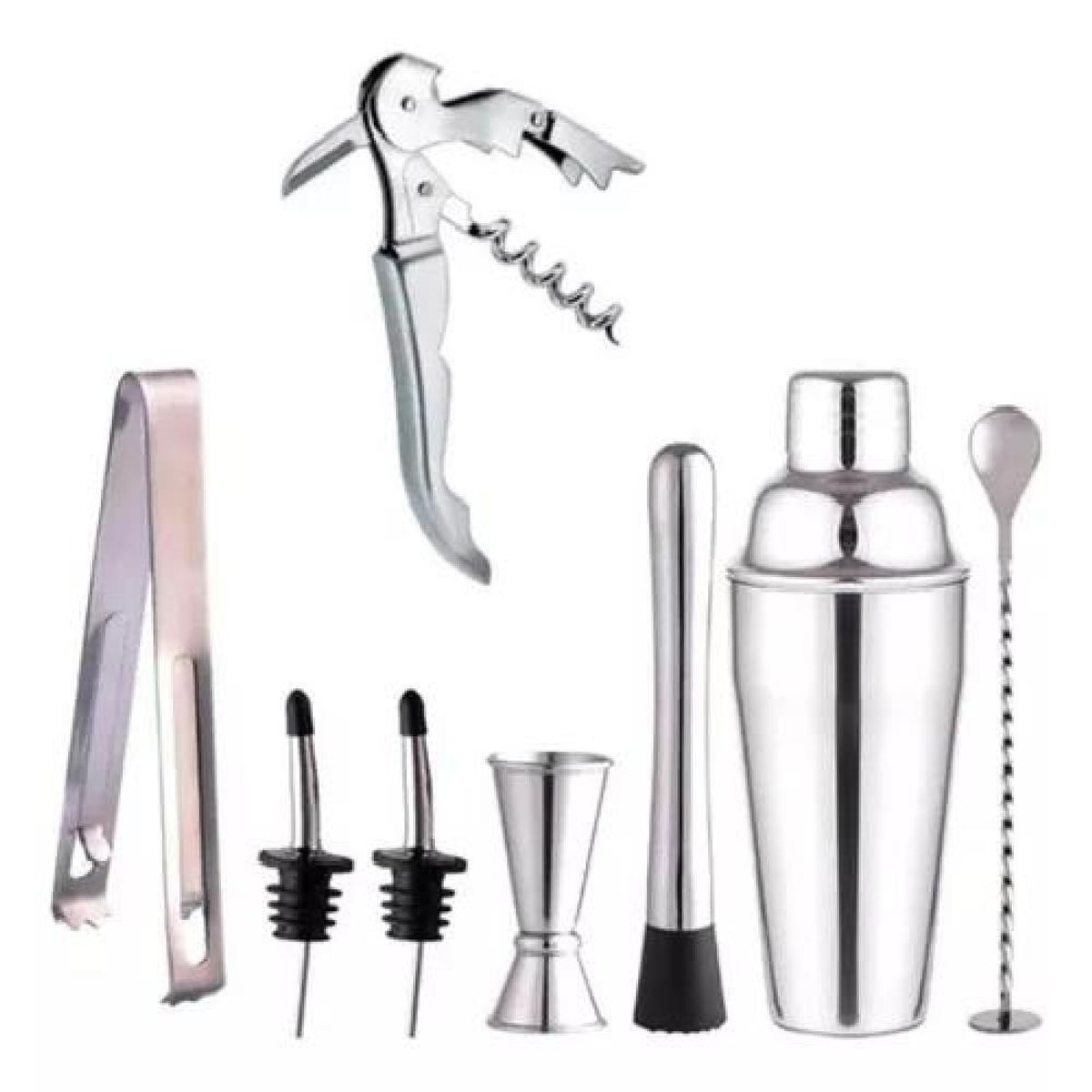 GENERICO - Juego de coctelera inoxidable profesional 8 piezas gris