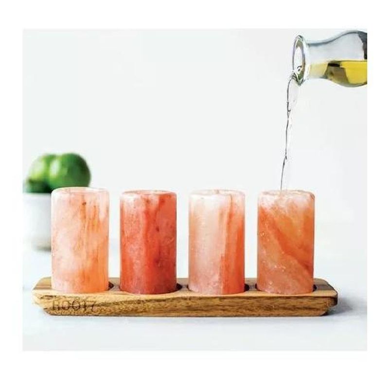 GENERICO - Set de vasos de sal rosada himalaya para shot tequila