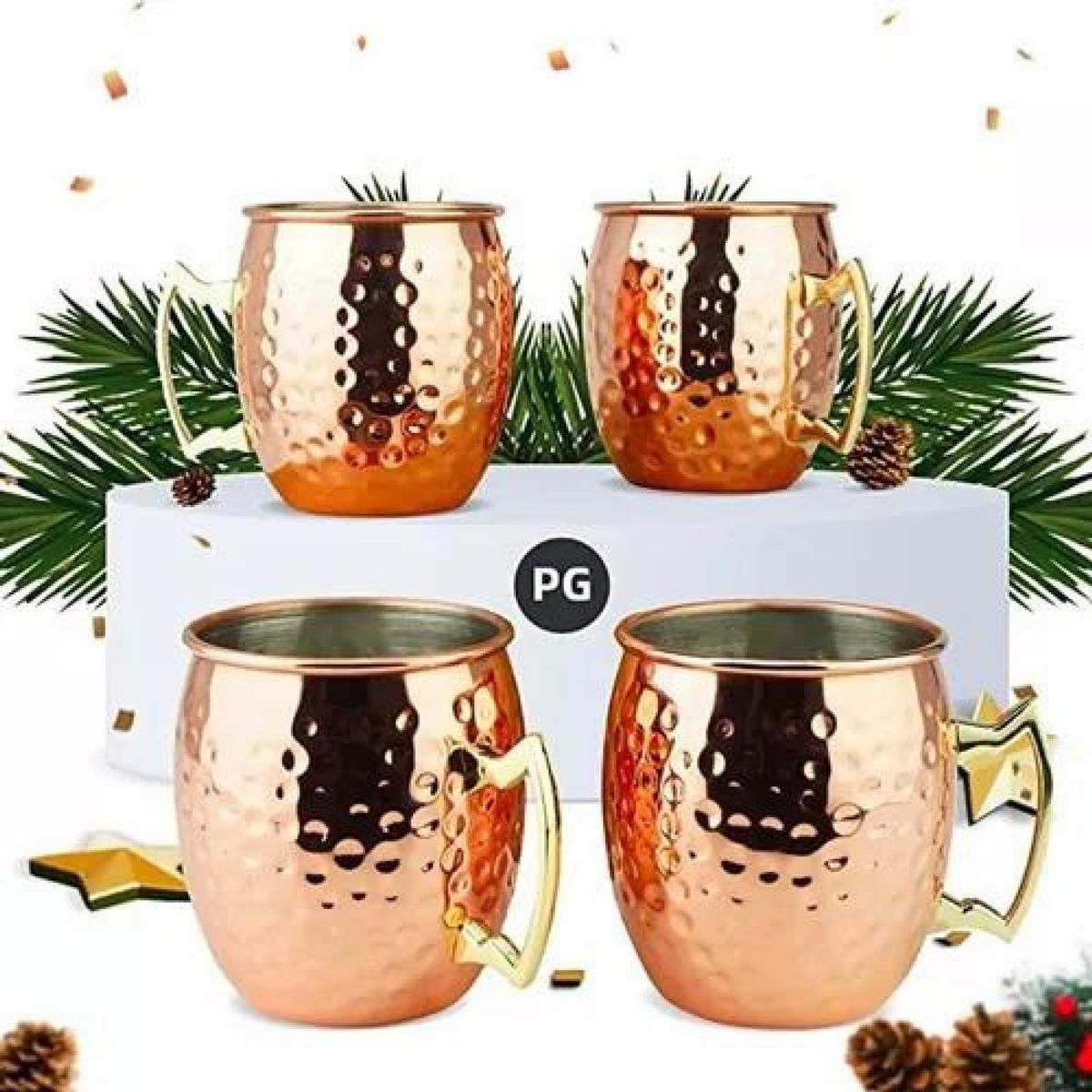 GENERICO - Set de 4 vasos de cobre 550 ml premium coctel