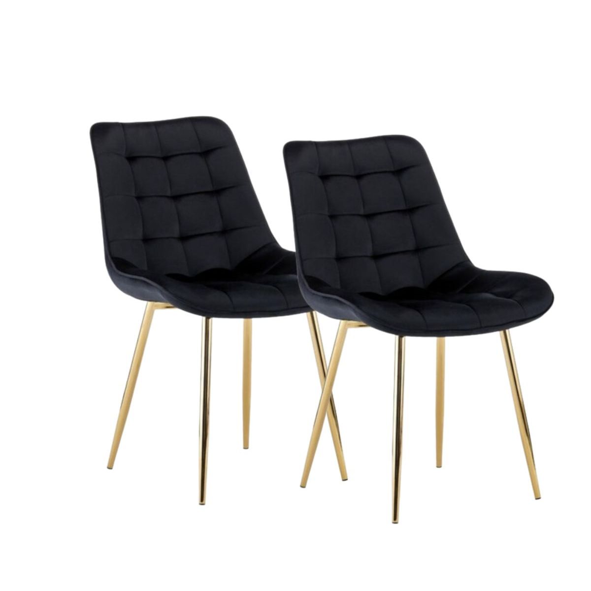 HABITA2 CHILE - Pack de 2 Silla Comedor Felpa Roma - Negro
