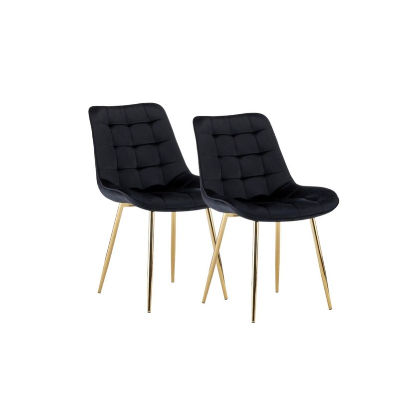 GENERICO - Pack de 2 Silla Comedor Felpa Roma - Negro