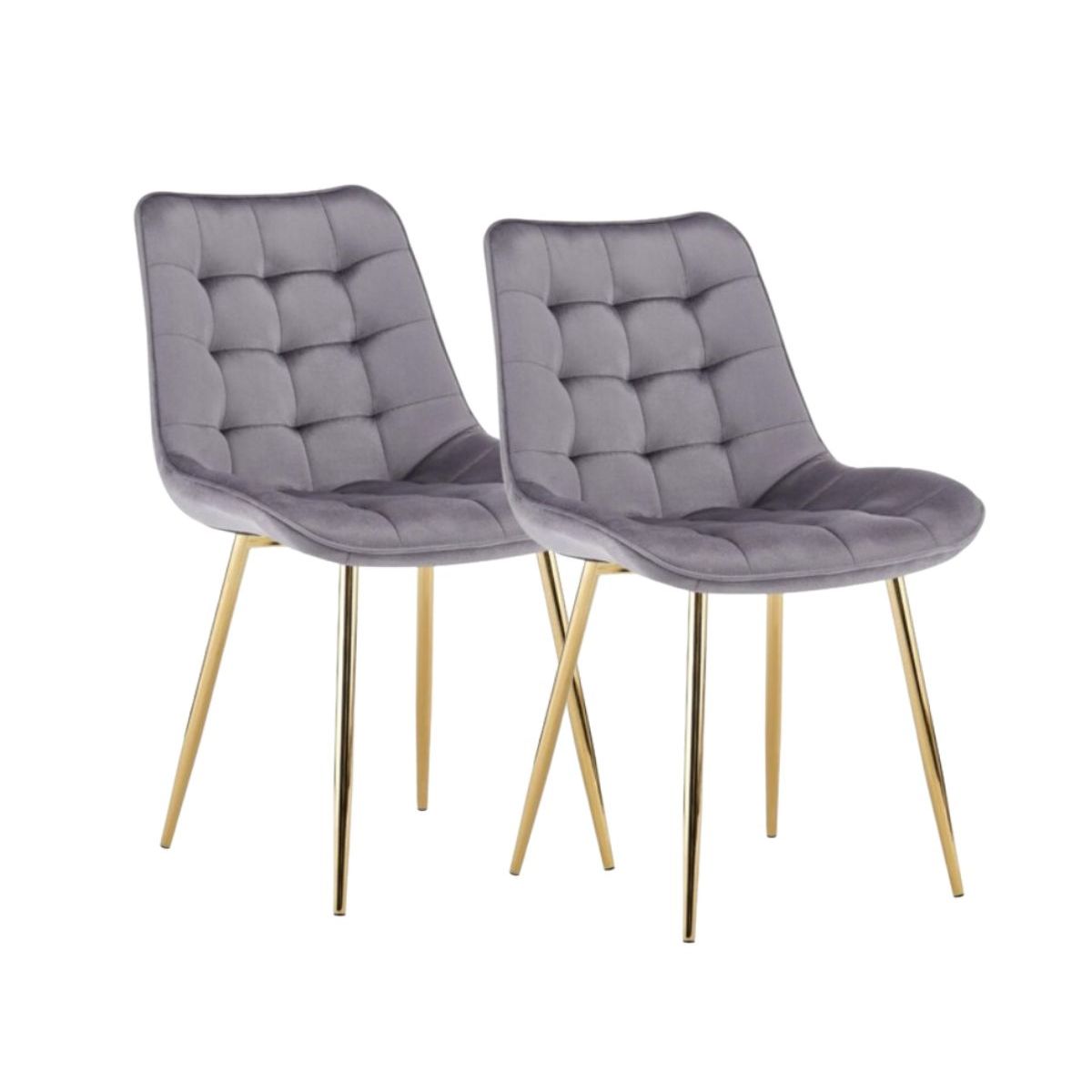 HABITA2 CHILE - Pack de 2 Silla Comedor Felpa Roma - Gris