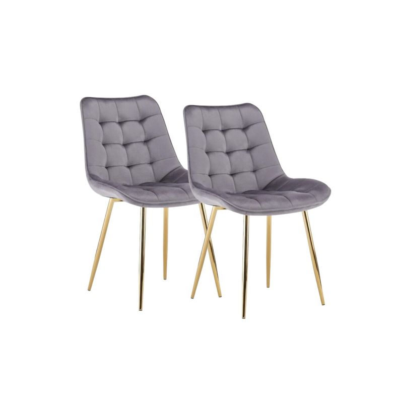 GENERICO - Pack de 2 Silla Comedor Felpa Roma - Gris