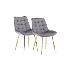 HABITA2 CHILE - Pack de 2 Silla Comedor Felpa Roma - Gris