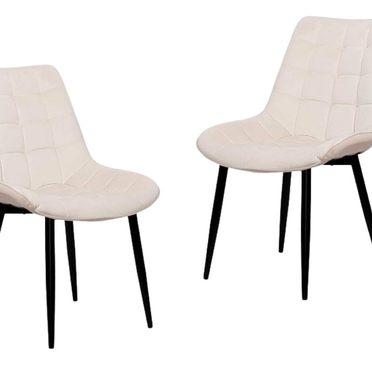 HABITA2 CHILE - Pack de 2 Silla Comedor Terciopelo Cuadros - Beige