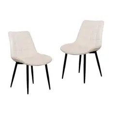 GENERICO - Pack de 2 Silla Comedor Terciopelo Cuadros - Beige