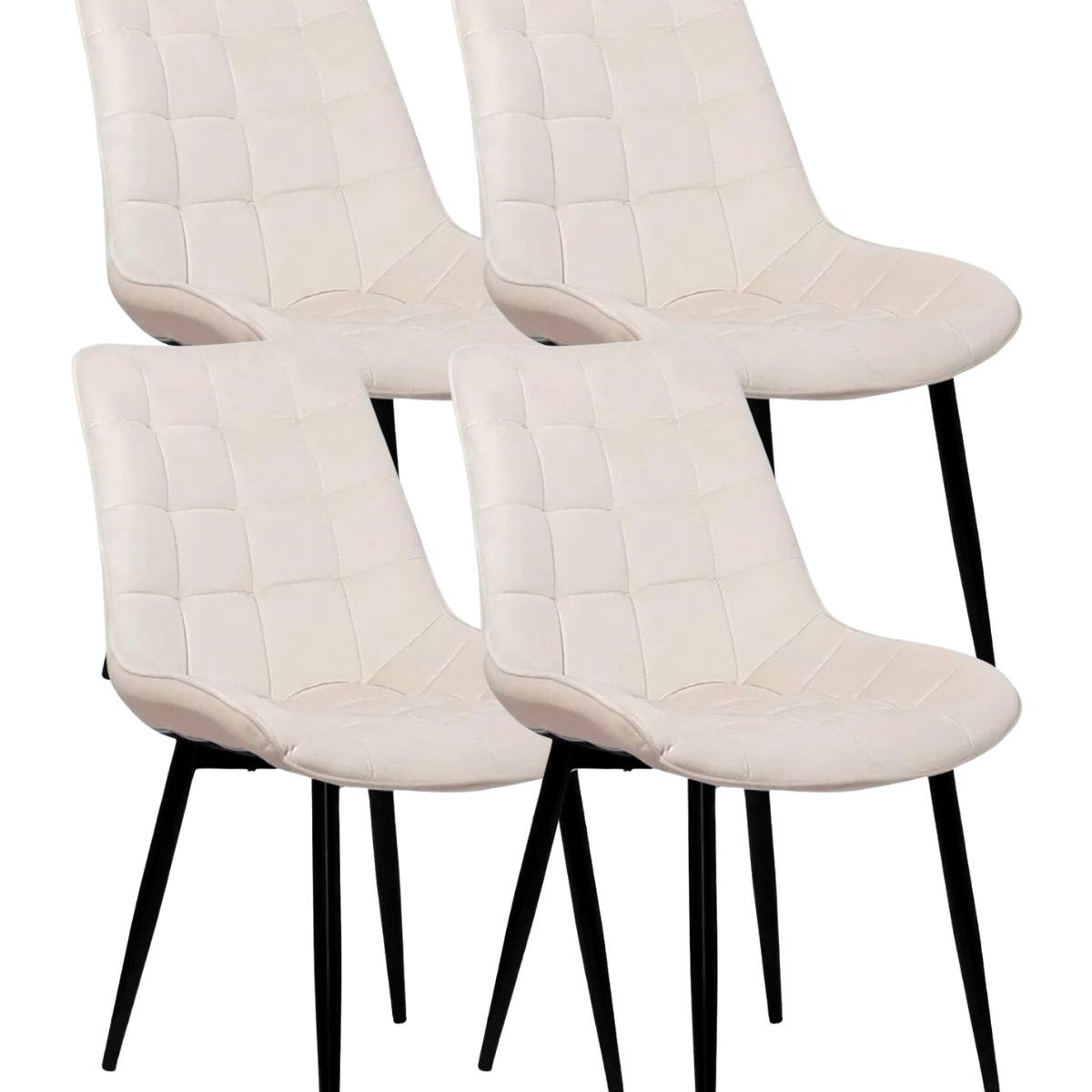 HABITA2 CHILE - Pack de 4 Silla Comedor Terciopelo Cuadros - Beige