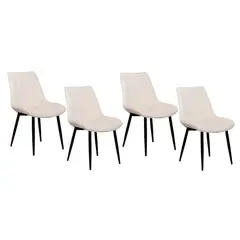 GENERICO - Pack de 4 Silla Comedor Terciopelo Cuadros - Beige
