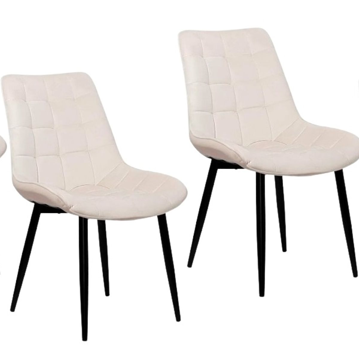 HABITA2 CHILE - Pack de 4 Silla Comedor Terciopelo Cuadros - Beige