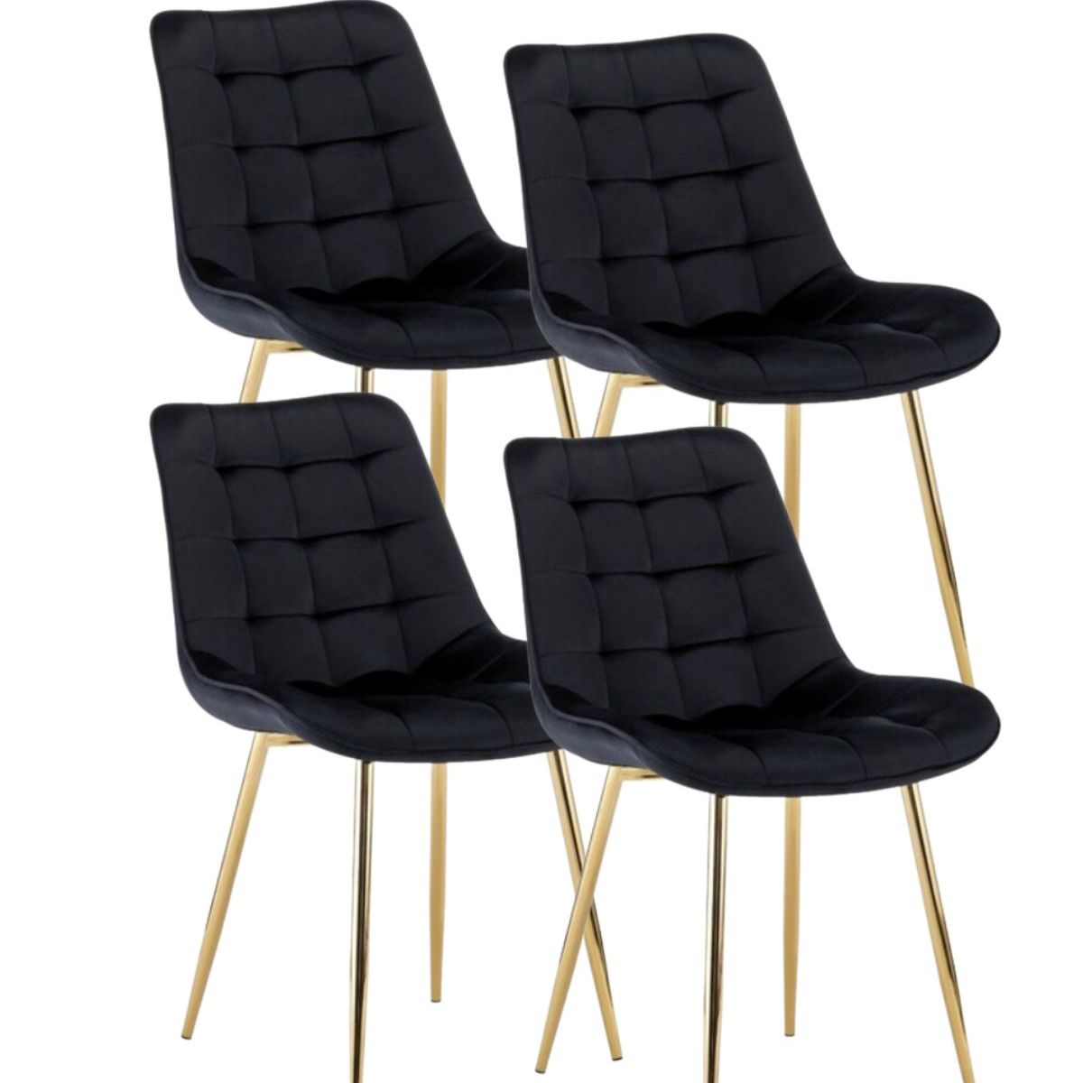 HABITA2 CHILE - Pack de 4 Silla Comedor Felpa Roma - Negro