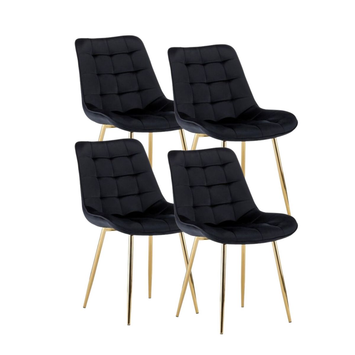 HABITA2 CHILE - Pack de 4 Silla Comedor Felpa Roma - Negro