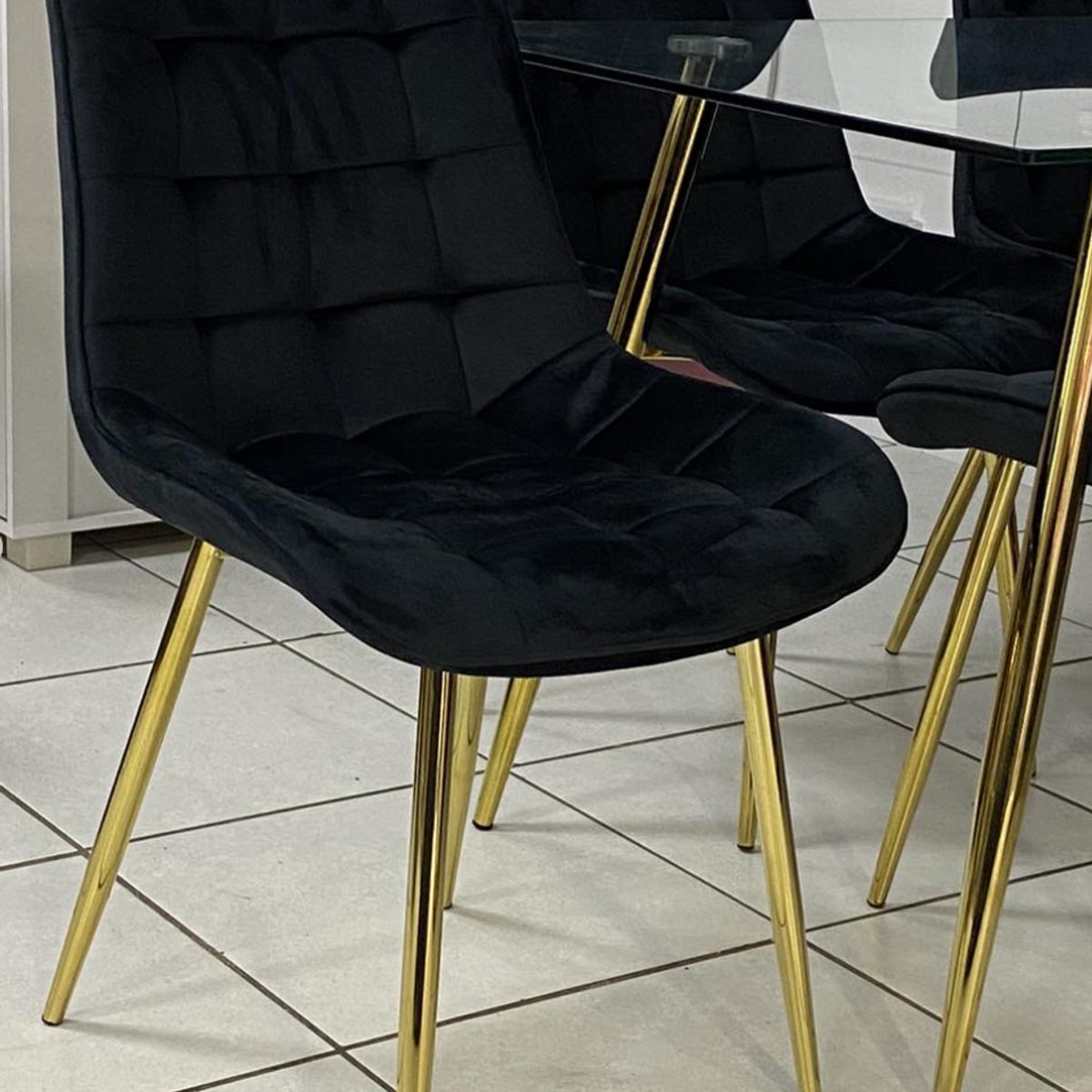 HABITA2 CHILE - Pack de 4 Silla Comedor Felpa Roma - Negro